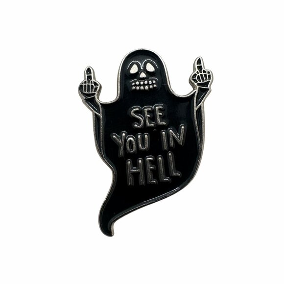 ✨See You in Hell Enamel Pin Halloween Horror Goth Victorian Witch Altar Satan ✨ - Picture 5 of 5